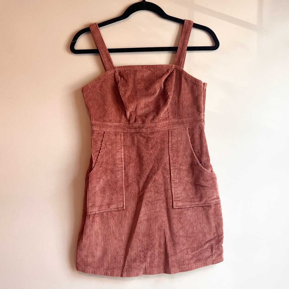 Red Corduroy Overall Dress